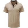 imageMens Casual Polo Shirts Classic Button Basic Short Sleeve Shirt Solid Color Cotton Tees Golf Stylish TopsLight Khakiss