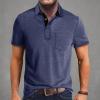 imageMens Casual Polo Shirts Classic Button Basic Short Sleeve Shirt Solid Color Cotton Tees Golf Stylish TopsNavyss