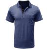 imageMens Casual Polo Shirts Classic Button Basic Short Sleeve Shirt Solid Color Cotton Tees Golf Stylish TopsNavyss