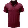 imageMens Casual Polo Shirts Classic Button Basic Short Sleeve Shirt Solid Color Cotton Tees Golf Stylish TopsWine Redss