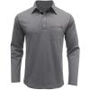 imageMens Casual Polo Shirts Classic Long Sleeve Basic Button TShirt Lightweight Cotton Golf Tops with PocketDarkflowergrey