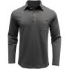 imageMens Casual Polo Shirts Classic Long Sleeve Basic Button TShirt Lightweight Cotton Golf Tops with PocketDarkgrey