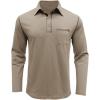 imageMens Casual Polo Shirts Classic Long Sleeve Basic Button TShirt Lightweight Cotton Golf Tops with PocketKhaki