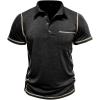 imageMens Casual Polo Shirts Classic Short Sleeve Basic Button TShirt Lightweight Cotton Golf Tops with PocketBlack