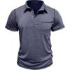 imageMens Casual Polo Shirts Classic Short Sleeve Basic Button TShirt Lightweight Cotton Golf Tops with PocketDarkblue