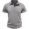 imageMens Casual Polo Shirts Classic Short Sleeve Basic Button TShirt Lightweight Cotton Golf Tops with PocketGrey