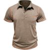 imageMens Casual Polo Shirts Classic Short Sleeve Basic Button TShirt Lightweight Cotton Golf Tops with PocketKhaki