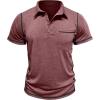 imageMens Casual Polo Shirts Classic Short Sleeve Basic Button TShirt Lightweight Cotton Golf Tops with PocketWinered