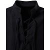 imageMens Cotton Linen Lace Up Shirts Pirate Medieval Viking Renaissance Halloween Costume Drawstring Arm Banded TopsBlack