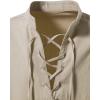 imageMens Cotton Linen Lace Up Shirts Pirate Medieval Viking Renaissance Halloween Costume Drawstring Arm Banded TopsKhaki
