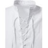 imageMens Cotton Linen Lace Up Shirts Pirate Medieval Viking Renaissance Halloween Costume Drawstring Arm Banded TopsWhite