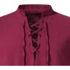 imageMens Cotton Linen Lace Up Shirts Pirate Medieval Viking Renaissance Halloween Costume Drawstring Arm Banded TopsWinered