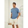 imageMens Crew Neck T Shirts Short Sleeve Casual Classic Tee Shirt Summer Solid Basic Cotton Tops with PocketNavy