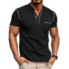 imageMens Fashion Henley Shirt Classic ShortLong Sleeve Lightweight Button Cotton TShirt Casual TopBlack