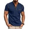 imageMens Fashion Henley Shirt Classic ShortLong Sleeve Lightweight Button Cotton TShirt Casual TopBlue