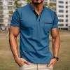imageMens Fashion Henley Shirt Classic ShortLong Sleeve Lightweight Button Cotton TShirt Casual TopBlue2