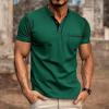 imageMens Fashion Henley Shirt Classic ShortLong Sleeve Lightweight Button Cotton TShirt Casual TopDarkgreen2