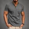 imageMens Fashion Henley Shirt Classic ShortLong Sleeve Lightweight Button Cotton TShirt Casual TopDarkgrey2