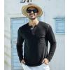 imageMens Fashion Henley Shirt Classic ShortLong Sleeve Lightweight Button Cotton TShirt Casual TopLs Black