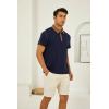 imageMens Fashion Polo Shirts Classic Short Sleeve Lightweight Button Cotton TShirt Casual Golf Tee Tops with PocketBlue316