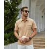 imageMens Fashion Polo Shirts Classic Short Sleeve Lightweight Button Cotton TShirt Casual Golf Tee Tops with PocketGgreen