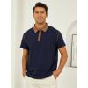 imageMens Fashion Polo Shirts Classic Short Sleeve Lightweight Button Cotton TShirt Casual Golf Tee Tops with PocketNavy316