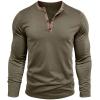 imageMens Henley Long Sleeve Shirts Casual Button TShirt Classic Basic Lightweight Pullover Cotton Tees Fashion TopsArmygreen