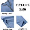 imageMens Henley Long Sleeve Shirts Casual Button TShirt Classic Basic Lightweight Pullover Cotton Tees Fashion TopsBlue