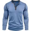 imageMens Henley Long Sleeve Shirts Casual Button TShirt Classic Basic Lightweight Pullover Cotton Tees Fashion TopsBlue