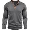 imageMens Henley Long Sleeve Shirts Casual Button TShirt Classic Basic Lightweight Pullover Cotton Tees Fashion TopsDarkgrey