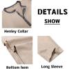 imageMens Henley Long Sleeve Shirts Casual Button TShirt Classic Basic Lightweight Pullover Cotton Tees Fashion TopsKhaki
