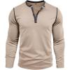 imageMens Henley Long Sleeve Shirts Casual Button TShirt Classic Basic Lightweight Pullover Cotton Tees Fashion TopsKhaki