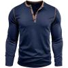 imageMens Henley Long Sleeve Shirts Casual Button TShirt Classic Basic Lightweight Pullover Cotton Tees Fashion TopsNavy