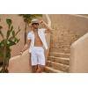 imageMens Linen Shorts Casual Cotton Elastic Waist Drawstring Summer Beach Vacation Shorts with PocketsBlack