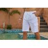 imageMens Linen Shorts Casual Cotton Elastic Waist Drawstring Summer Beach Vacation Shorts with PocketsKhaki3