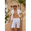 imageMens Linen Shorts Casual Cotton Elastic Waist Drawstring Summer Beach Vacation Shorts with PocketsKhaki3