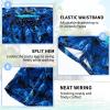 imageMens Swim Trunks 9quot Board Shorts with Compression Liner Swimsuit Builtin Bathing Suit Quick Dry Swimwear Zipper PocketBlue Leaves