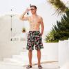 imageMens Swim Trunks Quick Dry Board Shorts with Mesh Lining Breathable Fit Hawaii Beach Shorts Swimwear Bathing SuitsBlack Flamingo