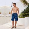 imageMens Swim Trunks Quick Dry Board Shorts with Mesh Lining Breathable Fit Hawaii Beach Shorts Swimwear Bathing SuitsBlue Tropical Leaf