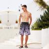 imageMens Swim Trunks Quick Dry Board Shorts with Mesh Lining Breathable Fit Hawaii Beach Shorts Swimwear Bathing SuitsLight Purple Leaves