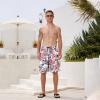 imageMens Swim Trunks Quick Dry Board Shorts with Mesh Lining Breathable Fit Hawaii Beach Shorts Swimwear Bathing SuitsPink Skull Flamingo