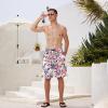imageMens Swim Trunks Quick Dry Board Shorts with Mesh Lining Breathable Fit Hawaii Beach Shorts Swimwear Bathing SuitsPink Skull Flamingo