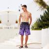 imageMens Swim Trunks Quick Dry Board Shorts with Mesh Lining Breathable Fit Hawaii Beach Shorts Swimwear Bathing SuitsPurple Leaves