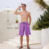 imageMens Swim Trunks Quick Dry Board Shorts with Mesh Lining Breathable Surf Beach Shorts Swimwear Bathing SuitsBlue Purple Bra