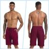 imageMens Swim Trunks Quick Dry Board Shorts with Zipper Pockets Beach Shorts Bathing Suits for Men  No Mesh LinerBurgundy