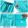 imageMens Swim Trunks Quick Dry Board Shorts with Zipper Pockets Beach Shorts Bathing Suits for Men  No Mesh LinerCyan