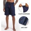 imageMens Swim Trunks Quick Dry Board Shorts with Zipper Pockets Beach Shorts Bathing Suits for Men  No Mesh LinerNavy