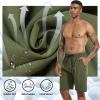imageMens Swim Trunks Quick Dry Board Shorts with Zipper Pockets Beach Shorts Bathing Suits for Men  No Mesh LinerOlive