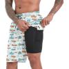 imageMens Swim Trunks with Compression Liner 9quot Board Shorts 2 in 1 Quick Dry Beach Swimwear Bathing Suits for MenChestc