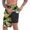 imageMens Swim Trunks with Compression Liner 9quot Board Shorts 2 in 1 Quick Dry Beach Swimwear Bathing Suits for MenPineapple Skull